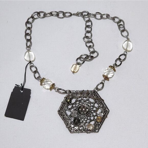Treska silver tone jeweled pendant necklace new!!! - Picture 1 of 6
